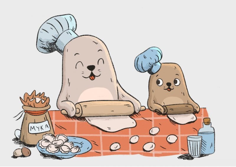 maultaschen food illustration family